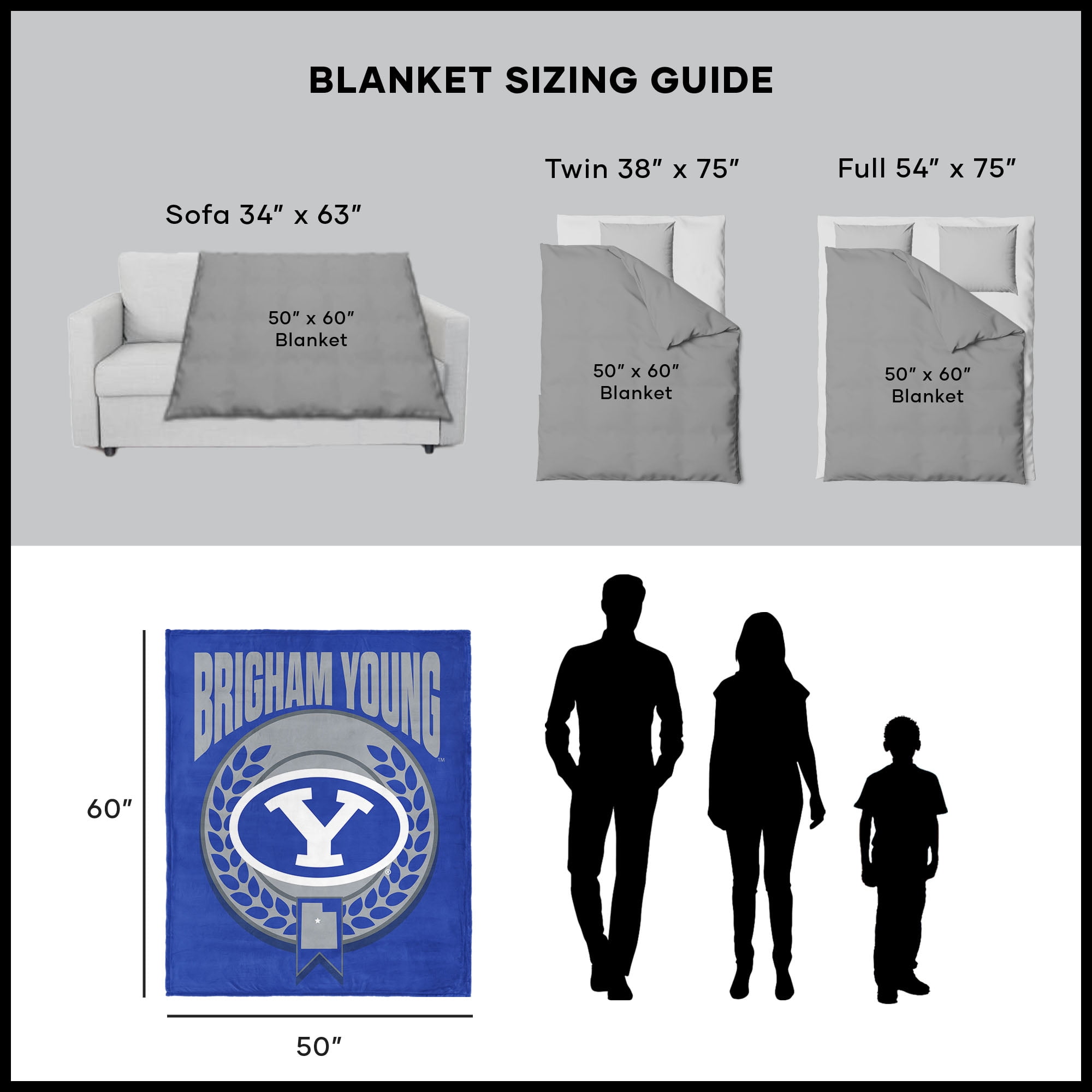 BYU NCAA Apex Silk Touch Sherpa Throw 50x60 inches