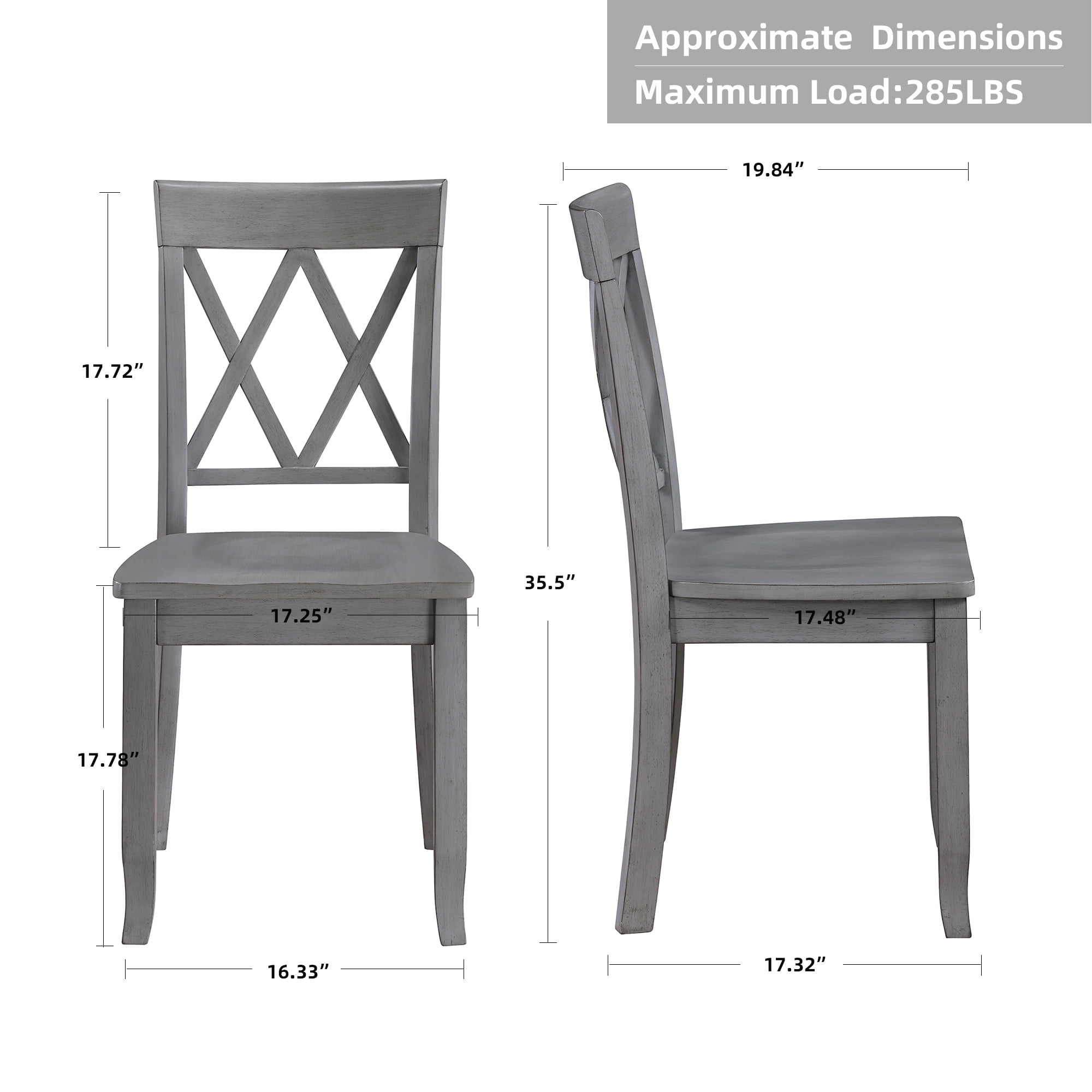 Duhome Solid Wood Dining Chairs Set of4 Modern Cross Back Chairs for Kitchen, Dining Room,Grey