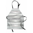 thumbnail image 1 of Modern Apron Trippy Stripes with Wooden Zig Zag Effects Party Elements Featured Image Print, Unisex Kitchen Bib Apron with Adjustable Neck for Cooking Baking Gardening, Silver Grey, by Ambesonne, 1 of 3