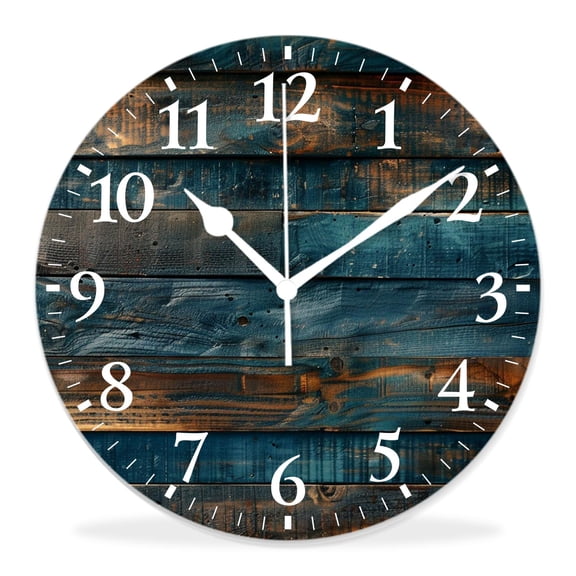 14 Inch Wall Clock Battery Operated Silent Clock Decorative for Office, Kitchen, Outdoor, Living Room，Wood Grain Brown Pretty