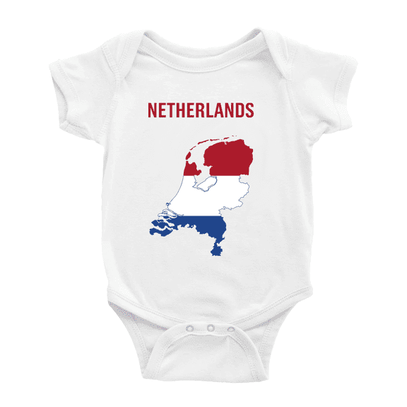 Netherlands Map Flag Boy Girl Bodysuits (White, 3-6 Months)