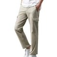 thumbnail image 2 of Yaoyar Mens Casual PantsLoose Fit Elastic Waist Pocket Pants Elastic Waist Solid Slacks Trousers(Khaki,L), 2 of 6