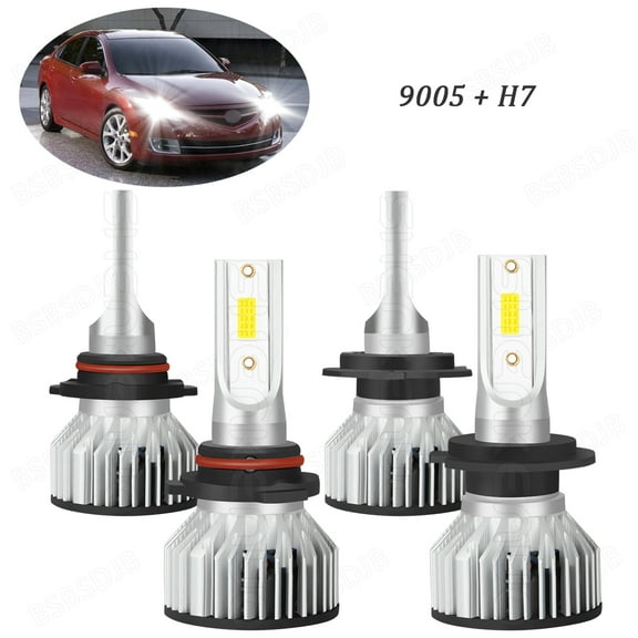 For Mazda 3 2007 2008 2009 - 6000K LED Headlight High&Low Beam Bulbs Kit 9005 H7