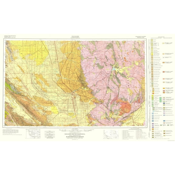 Historic Mine Map - Bakersfield California Sheet - Smith 1957 - Vintage Wall Art
