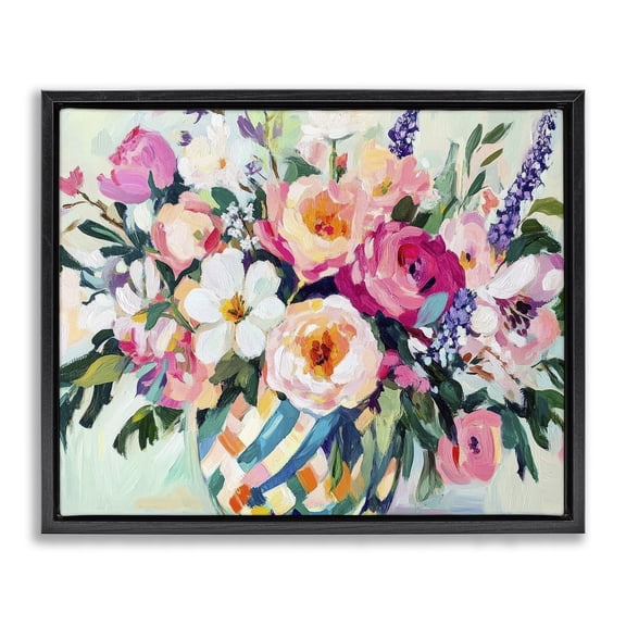 Stupell Industries Transitional Colorful Bouquet in Spring Vase Black Floating Frame Canvas Art, 21 x 17, by Petals Prints Design