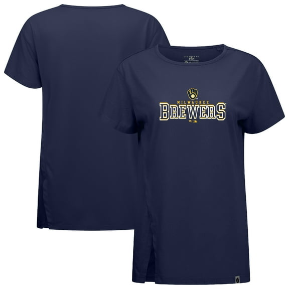 Women's Levelwear Navy Milwaukee Brewers Influx Journey T-Shirt
