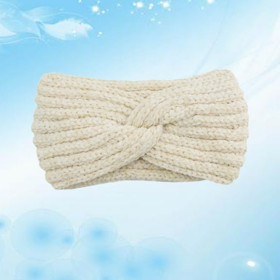 Yardwe Stylish White Knitted Cross Headband Sports Hair Band for Exercise and Warmth