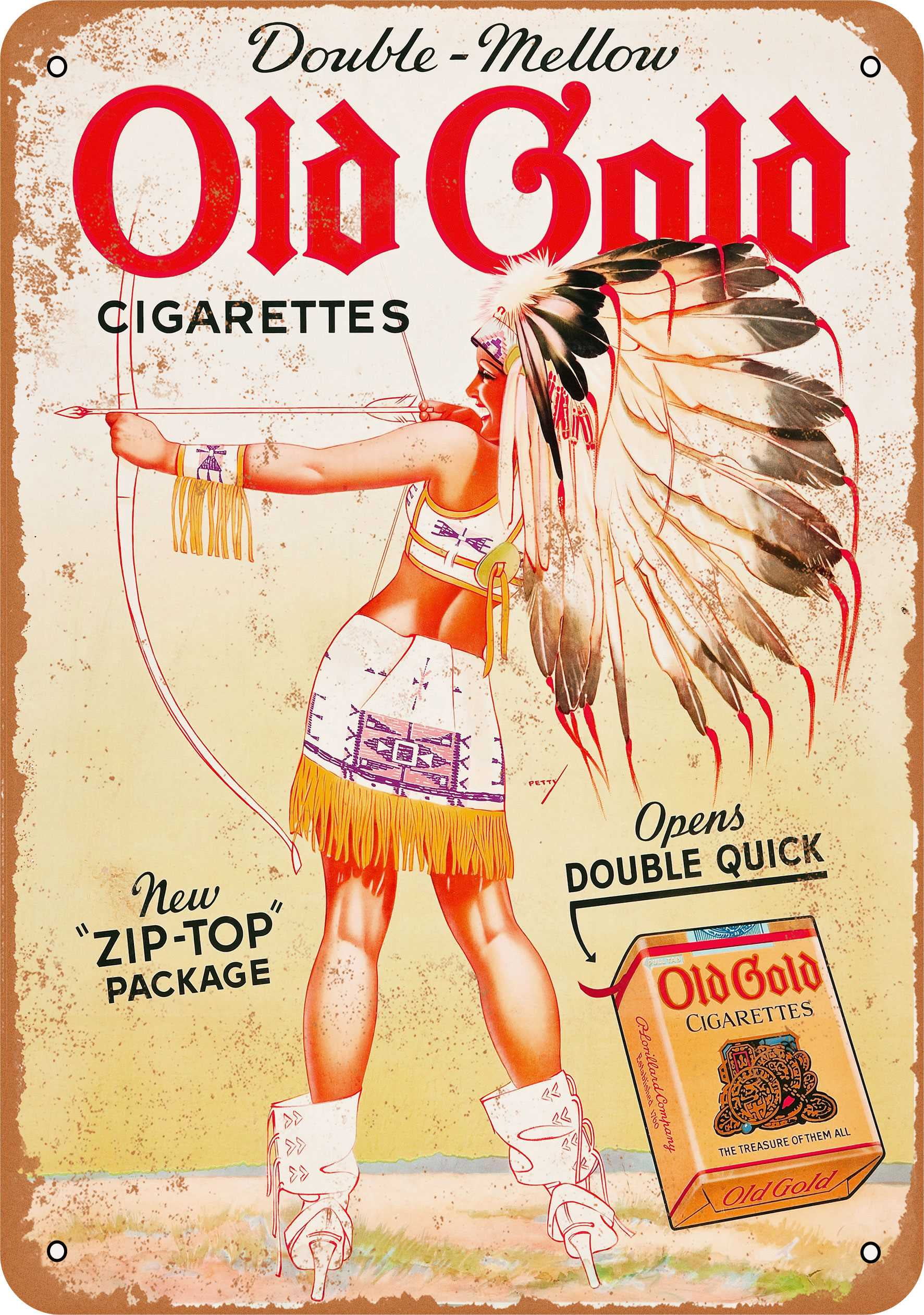 1939 Old Gold Cigarettes Metal Sign 7x10 Inch Vintage Look Walmart Com