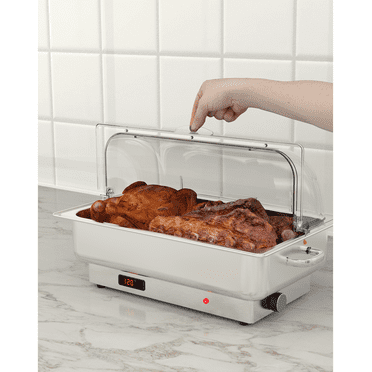 HOBLOC Electric Chafing Dish Set with Temperature Control Buffet Set, 9QT Stainless Steel Food Servers and Warmers with Transparent Lid