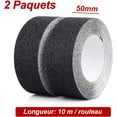 thumbnail image 2 of Paquete de 2 cintas antideslizantes, tiras antideslizantes con cinta adhesiva antideslizante para escaleras, escalones, pisos, cinta antideslizante fuerte, autoadhesiva, (5 cm x 10 m, negro) JM, 2 of 5
