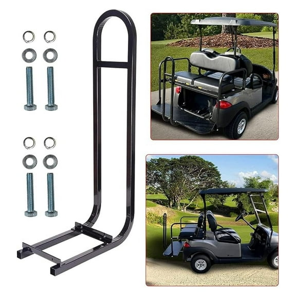 Golf Cart Grab Bar - Huskey Rear Seat Safety Rail, U-Shaped Handle, Heavy Duty Carbon Steel, Compatible with Most Models - Black