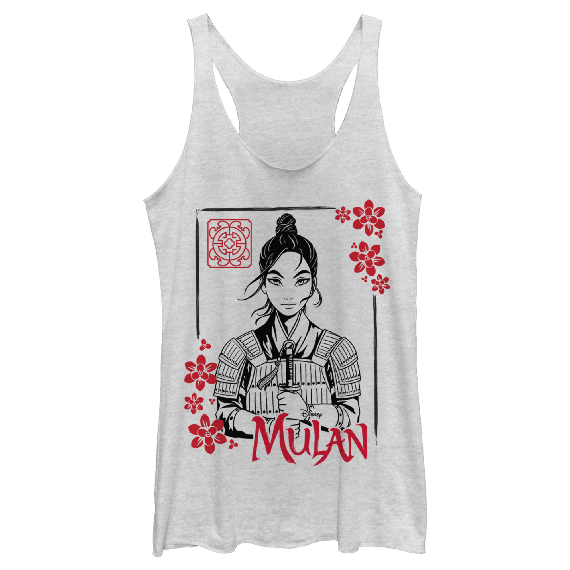 Mulan Women�s Mulan Blossom Frame Racerback Tank Top