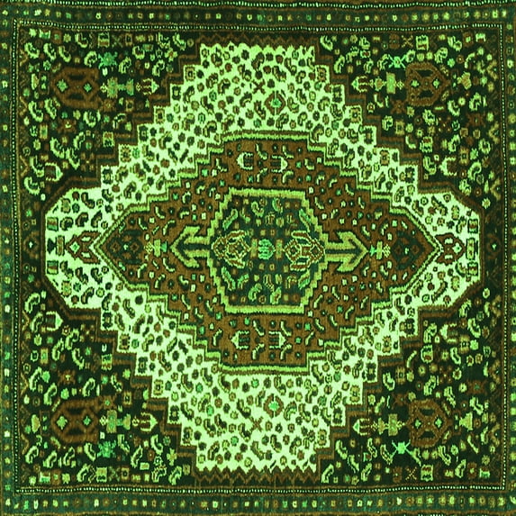 Ahgly Company Indoor Square Persian Green Traditional Area Rugs, 4' Square