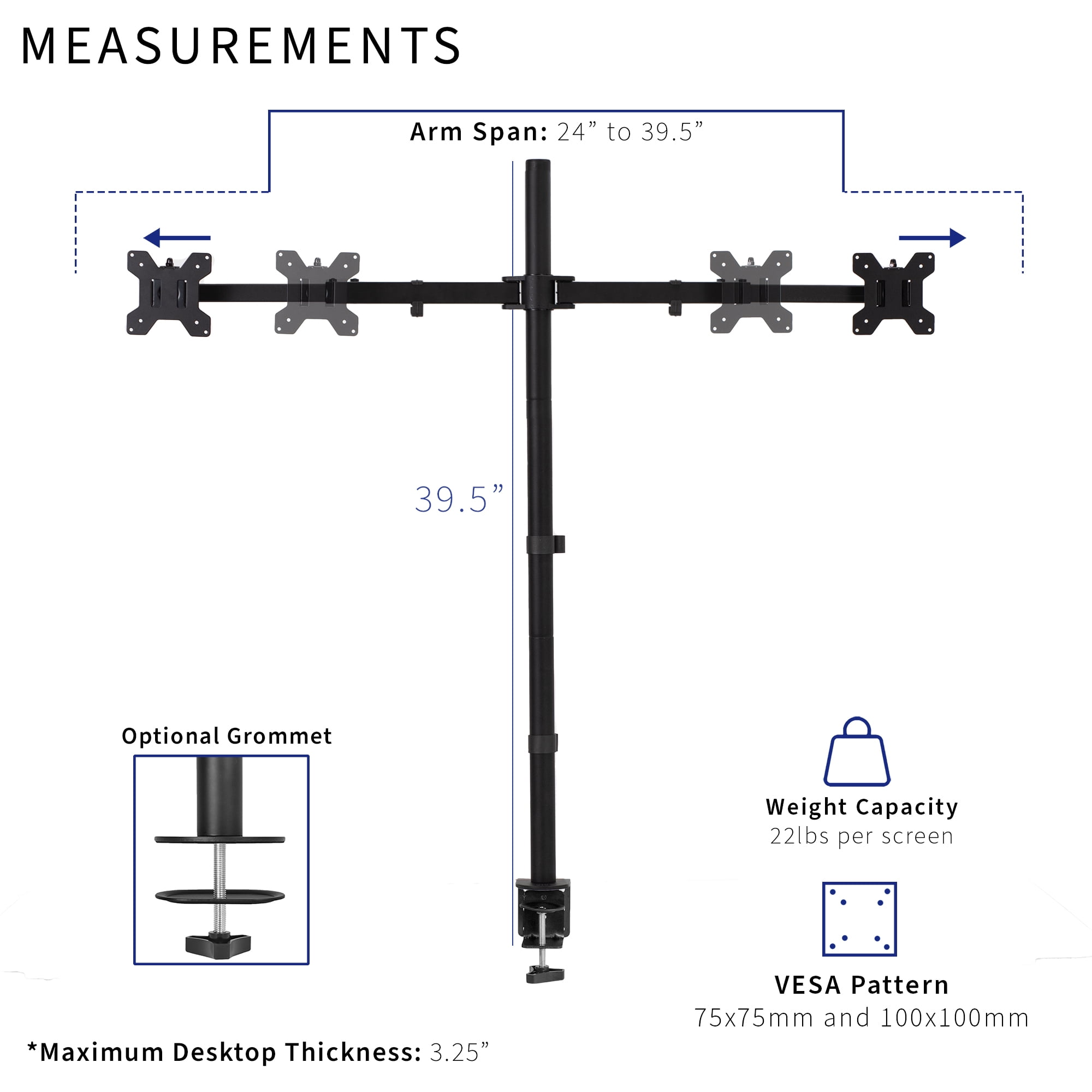 VIVO Extra Tall Telescoping Dual 27" to 38" Ultrawide Monitor Desk Mount Stand