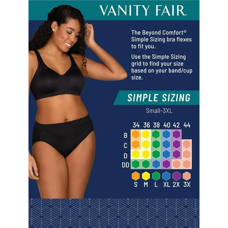 Women's Vanity Fair 72204 Beyond Comfort Simple Sizing Wirefree Bra (Star  White M)