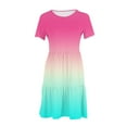 thumbnail image 4 of Sakmal Gradient Plus Size Summer Dresses with Pocket Loose Fit Basic Pink Comfort Fit Short Sleeve Long Sundress, 4 of 5