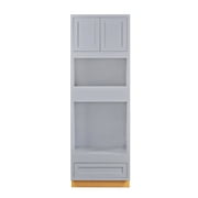 31" Wide 93" Tall 24" Deep Wall Oven Cabinet Light Gray Inset Shaker