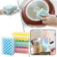 thumbnail image 2 of Double Sided Dish Sponge, Wavy Scrubbing Pad for Washing Dishes Pots, Thick Dense Foam Cleaner for Kitchen Sink, 4Pcs (Multicolor2), 2 of 9