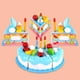 thumbnail image 1 of pastel de cumpleaños juguete de simución de de postre de comida juguetes modelo para , 6 pasteles en rodajas Azul CUTICAT Juego de imaginación pastel de cumpleaños, 1 of 8