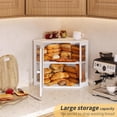 thumbnail image 4 of Corner Bread Box for Kitchen Countertop,Bread Storage for Homemade Bread, Double Layer Large Bamboo Kitchen Storage Bin with Window (White, Medium), 4 of 8