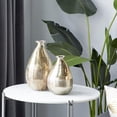 thumbnail image 3 of DecMode 12", 9"H Blown Washed Ombre Teardrop Gold Glass Vase with Textured Base, Set of 2, 3 of 12