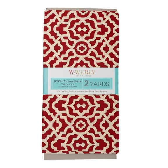 Waverly Inspirations 2 Yard Cut 100% Cotton Duck Print Fabric Lattice Ruby, 45" Wide for Quilting & Sewing
