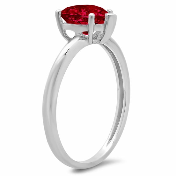 1.25 ct Heart Cut Natural Garnet Solitaire Engagement Ring for Women in 18K White Gold