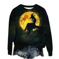 thumbnail image 3 of Womens Fleece Lined Sweatshirts Oversized Drop Shoulder Crewneck Sweat Shirts Loose Casual Halloween Graphic Sweater Black, M, 3 of 6