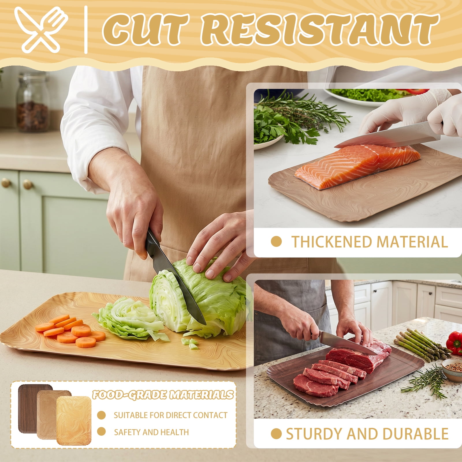 DTFMZOV Disposable Cutting Boards Sheets, 13 inch Durable Thick Paper Cutting Board Mats for Meat,Fish,Vegetables, Chopping Mats for Different Foods, Board for Kitchen,Camping(18 Pack)