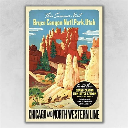 HomeRoots 9 x 12 in. Vintage 1950s Bryce Canyon National Park Multi Color Wall Art