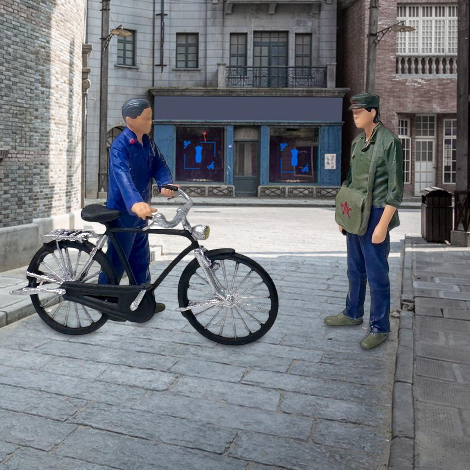 LeeQinersw 1/64 Bike Men Model Miniature People Model Miniature Figure Bike and Figures Set