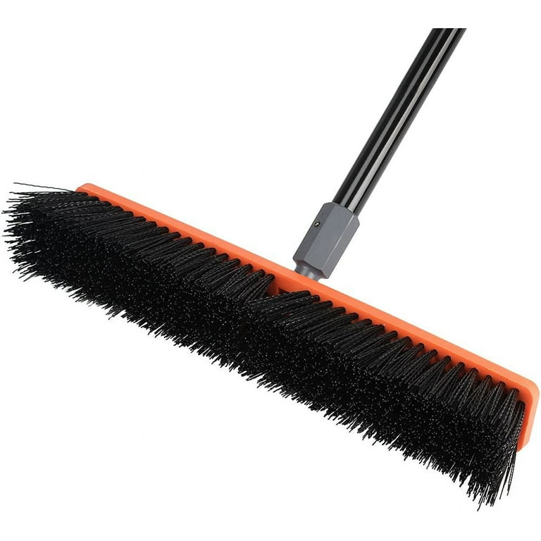 18 Push Broom Outdoor- Heavy Duty Broom with 63 Long Handle for Deck  Driveway Garage Yard Patio Concrete Floor Cleaning