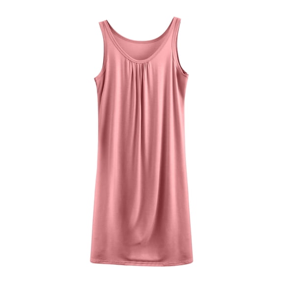 Tank Pleated Nightgown for Women Sleepshirt Loose Chemise Racerback Sleeveless Sleepwear Nightdress