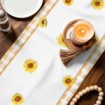 thumbnail image 3 of Sunflower Gnomes Table Runner 72 Inches, Summer Botanical Bee Yellow Plaid Bed Runner Dresser Scarves Tabletop for Indoor Outdoor Parties/Ceremony/Banquet, 13" x 72", 3 of 9