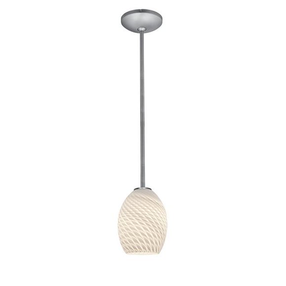 Access Lighting 28023-1R-BS-WHTFB Brandy Feu d'Artifice en Acier Brossé Suspension en Feu d'Artifice Blanc&44; Incandescent - Tige
