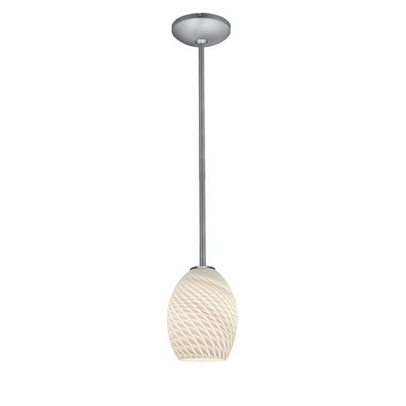 Access Lighting 28023-1R-BS-WHTFB Brandy Feu d'Artifice en Acier Brossé Suspension en Feu d'Artifice Blanc&44; Incandescent - Tige