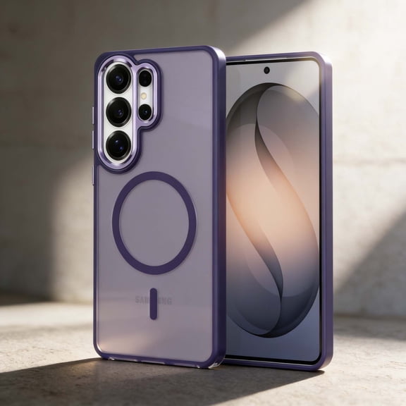 For Samsung Galaxy S26 Phone Case,Compatible with Mag-Safe,Ultra Slim Shockproof Anti-Scratch Drop Protection,Anti-fingerprint Matte Translucent Back Design,Slim Rugged Phone Case,Purple