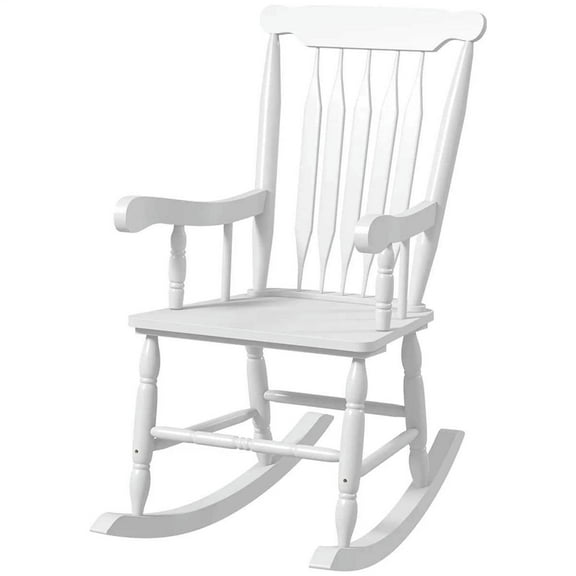 Yardi Yarda Porch Rocker Chair, 350 lbs. Wooden Rocking Chair with High Back, White