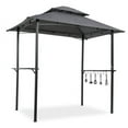 thumbnail image 2 of 8'x 5' Outdoor Pop up Grill Gazebo, Grill Gazebo, Shelter Tent, Double Tier Soft Top Canopy and Steel Frame with Hook and Bar Counters, for Patios, Portable BBQ Gazebo, Barbecue Canopy, Gray, 2 of 7