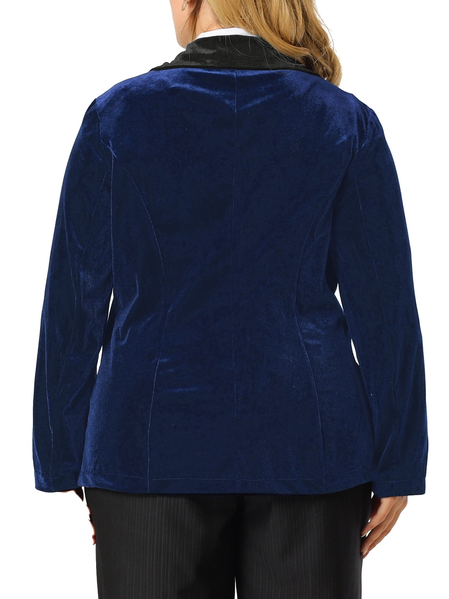 Unique Bargains Juniors' Plus Size Winter Formal Velvet Workwear Blazer