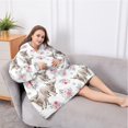 thumbnail image 5 of Oversized Wearable Blanket Hoodie,White Highland Cow Flower Pattern Sherpa Blanket Hoodie with Super Pockets,Super Warm Fuzzy Pullover for Women & Men, 5 of 6
