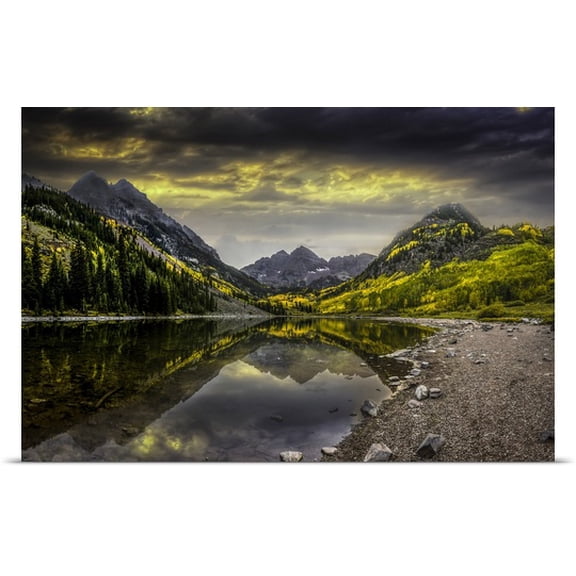 Great BIG Canvas Chad Weisser Poster Print entitled Maroon Bells Sunrise Reflection