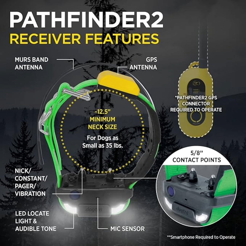 Dogtra Pathfinder 2 Additional Receiver GPS E Collar - Waterproof, Free App, No Monthly Fees