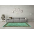 thumbnail image 3 of Ahgly Company Machine Washable Indoor Rectangle Abstract Turquoise Blue Modern Area Rugs, 8' x 10', 3 of 4