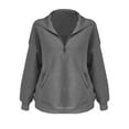 thumbnail image 5 of Women's Half Zip Pullover Sweatshirt, Oversized Solid Color Long Sleeve Top with Soft Breathable Fabric for 2025 Fall Winter Season, Casual Daily Wear and Comfortable Outfits Dark Gray XL, 5 of 8