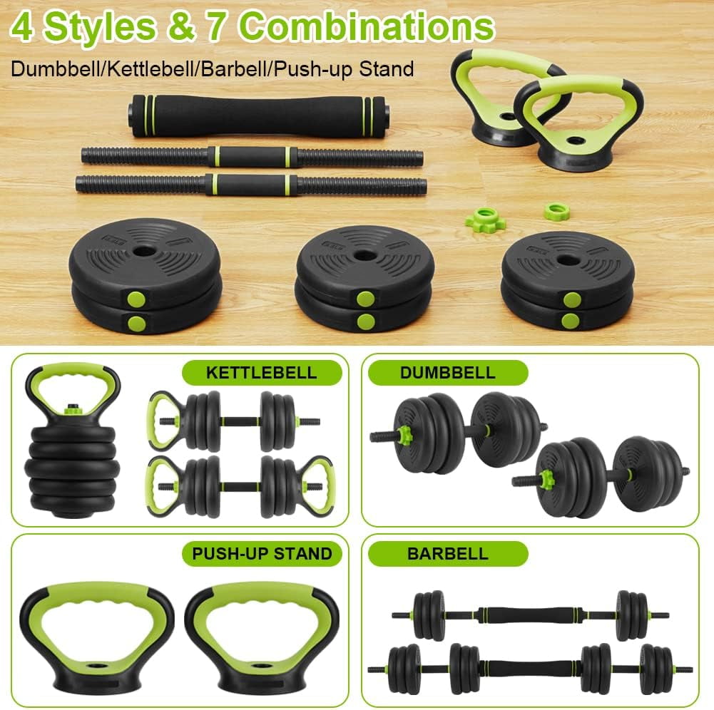 ChaoLink 4 in 1 Adjustable Dumbbell Set, 44LBS Free Weight Set for Dumbbell, Barbell, Kettlebell and Push-up