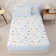 thumbnail image 4 of Homewish Gold M Letter Zipper Twin Comforter Sets with Fitted Sheet and 2 Pillowcases for Girl, Abstract Lines Zipper Bedding Set, Stars Reversible, 4 Pieces, 4 of 6