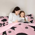 thumbnail image 5 of jejeloiu Black Cat Bow Silhouette Full Size Comforter Sets Kids,Coquette Bowknot Kitten Pattern Bedding Sets For Girls,Reversible,3 Pieces, 5 of 8