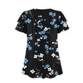 thumbnail image 5 of cocolona Womens Summer Casual Dressy Blouse V Neck Ruffle Short Sleeve Front Pleated Tops Fashion Floral Print T-Shirts, 5 of 6