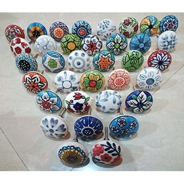 30 x Mix Vintage Look Flower Ceramic Knobs Door Handle Cabinet Drawer Cupboard Pull